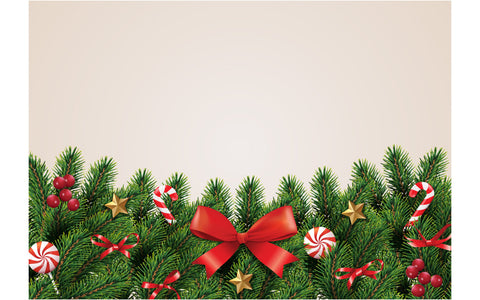 Christmas and garland and border of realistic red ribbon Christmas tree branches decorated berries SVG naemmiah021 