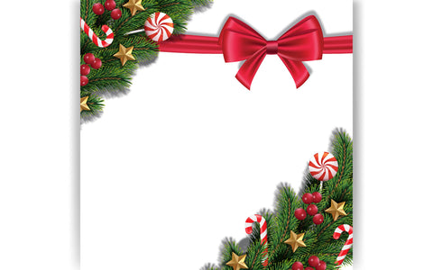 Christmas and garland and border of realistic red ribbon Christmas tree branches decorated with berry SVG naemmiah021 