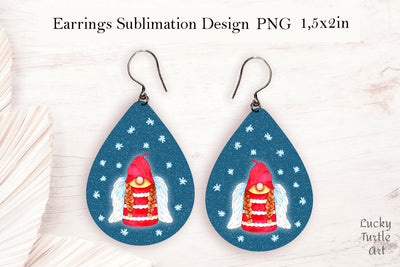 Christmas angel gnome teardrop earrings sublimation design Sublimation LuckyTurtleArt 