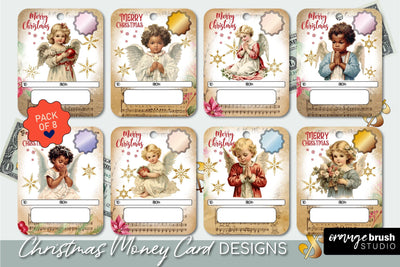 Christmas Angel Money Card Bundle - Printable Holder Designs Sublimation OrangeBrushStudio 
