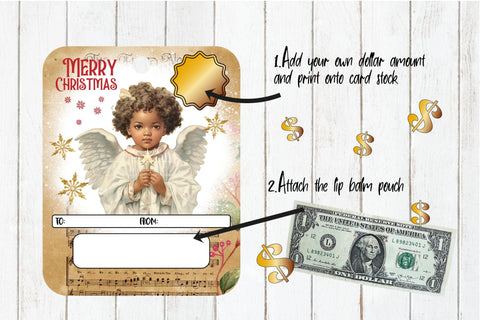 Christmas Angel Money Card Bundle - Printable Holder Designs Sublimation OrangeBrushStudio 