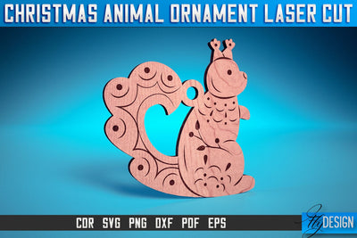 Christmas Animal Ornaments Laser Cut SVG | Christmas Ornaments Laser Cut SVG Design | CNC Files SVG Fly Design 