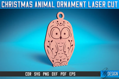 Christmas Animal Ornaments Laser Cut SVG | Christmas Ornaments Laser Cut SVG Design | CNC Files SVG Fly Design 