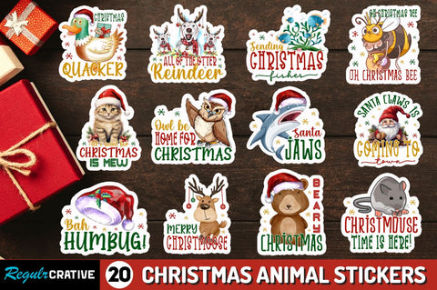 Christmas Animal Stickers Bundle Sublimation Regulrcrative 
