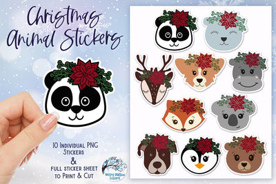 Christmas Animal Stickers PNG Sublimation Wispy Willow Designs 