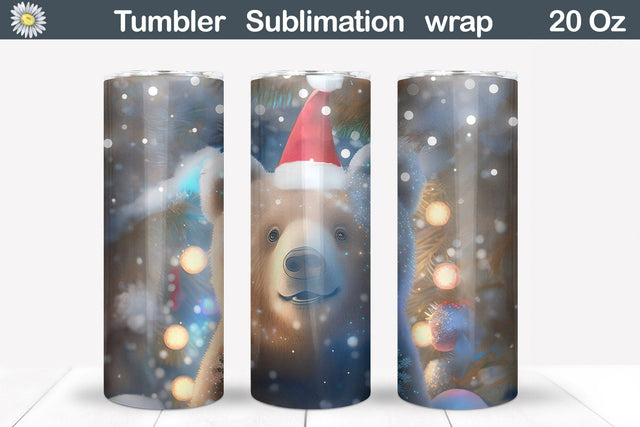 Christmas Animal Tumbler | Christmas Bear Tumbler Wrap Sublimation WatercolorColorDream 