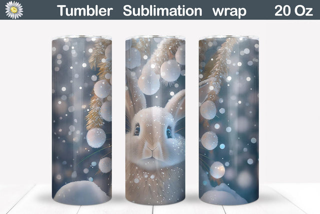 Christmas Animal Tumbler | Christmas Bunny Tumbler Wrap Sublimation WatercolorColorDream 