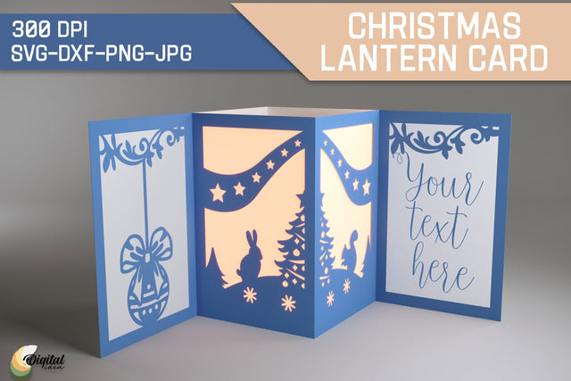Christmas Animals And Tree SVG. Christmas Lantern Card. Paper Cut 3D Paper Evgenyia Guschina 
