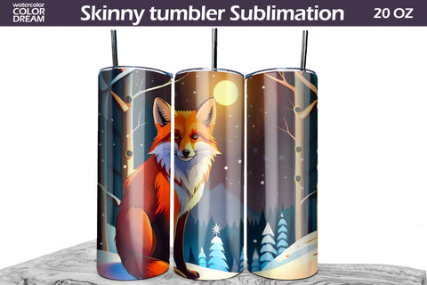 Christmas Animals Tumbler Wrap | Christmas Tumbler PNG Sublimation WatercolorColorDream 