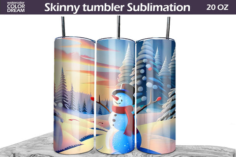 Christmas Animals Tumbler Wrap | Christmas Tumbler PNG Sublimation WatercolorColorDream 