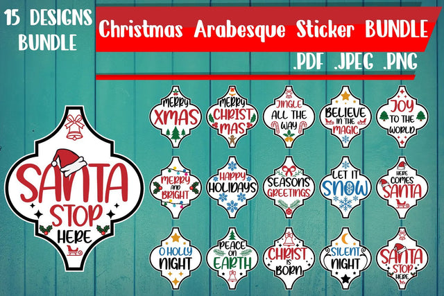 Christmas Arabesque Sticker Bundle png jpeg pdf SVG zafrans studio 