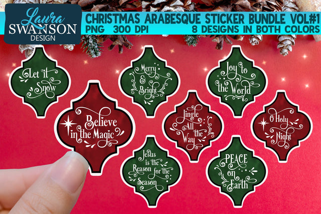 Christmas Arabesque Sticker Bundle Vol#1 | Digital & Print Sticker Set SVG Laura Swanson Design 