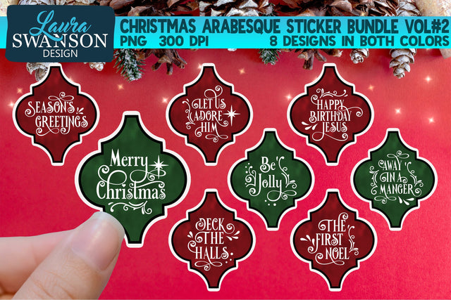 Christmas Arabesque Sticker Bundle Vol#2 | Digital & Print Sticker Set SVG Laura Swanson Design 