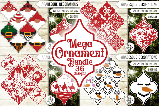 Christmas Arabesque Svg Mega Bundle. Arabesque Tile Ornament Svg. Christmas Decorations Svg. Gnome, Snowman Lowe's Satori Tile Dxf Eps Png SVG Mint And Beer Creations 