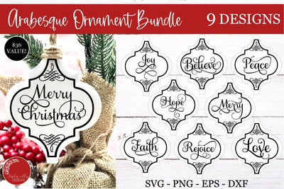 Christmas Arabesque Tile Ornament Bundle SVG Linden Valley Designs 