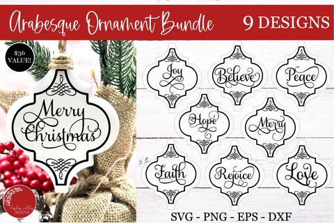 Christmas Arabesque Tile Ornament Bundle SVG Linden Valley Designs 