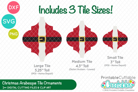 Christmas Arabesque Tile Ornaments SVG Printable Cuttable Creatables 