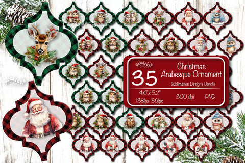 Christmas Arabesque tiles Bundle Christmas ornament Sublimation Watercolor PNG Sublimation Createya Design 