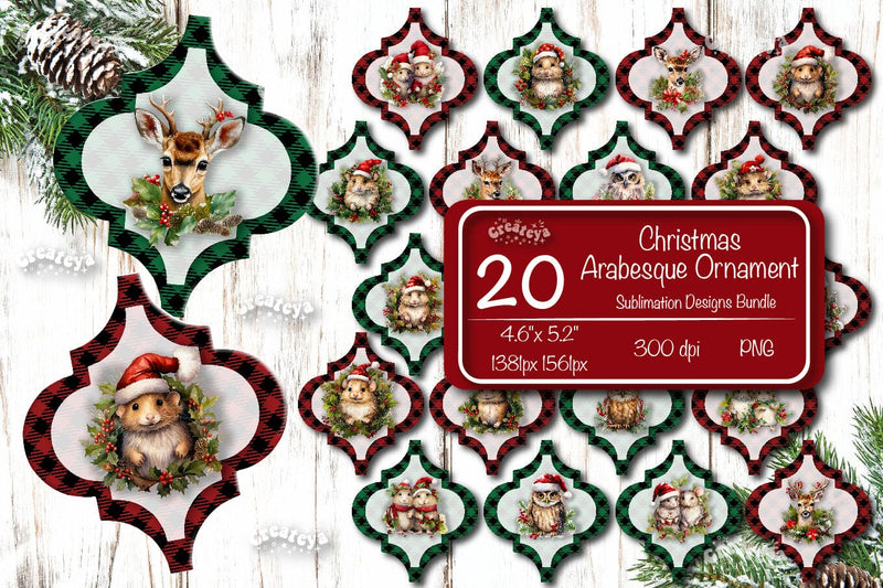 Christmas Arabesque tiles Bundle Sublimation Watercolor Baby Animal ...