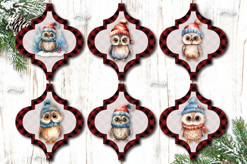Christmas Arabesque tiles Bundle Sublimation Watercolor Owl PNG Christmas ornament Sublimation Createya Design 