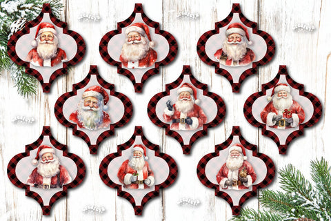 Christmas Arabesque tiles Bundle Sublimation Watercolor Santa PNG Christmas ornament Sublimation Createya Design 