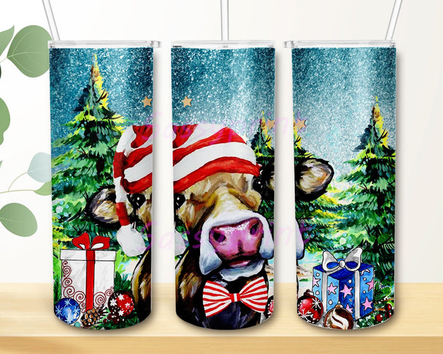 Christmas Baby Cow Tumbler Png Sublimation Design, 20oz Skinny Tumbler Png, Christmas Cow Tumbler Png, Christmas Cow Png, Digital Download Sublimation sassyprint 