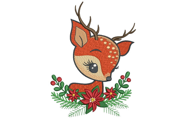 Christmas Baby Deer Machine Embroidery Design, Christmas embroidery design, 4 sizes. Embroidery/Applique DESIGNS ArtEMByNatalia 