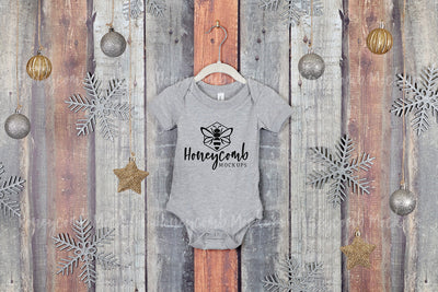 Christmas Baby Mockup, Athletic Heather Bella Canvas 100B Mockup, Baby Bodysuit Mockup, Christmas Baby One Piece Mockup Mock Up Photo Honeycomb Mockups 