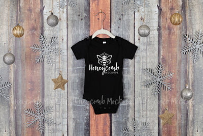 Christmas Baby Mockup, Black Bella Canvas 100B Mockup, Baby Bodysuit Mockup, Christmas Baby One Piece Mockup Mock Up Photo Honeycomb Mockups 