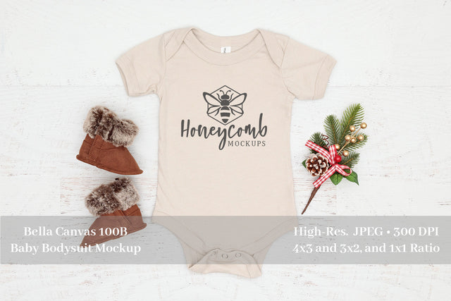 Christmas Baby Mockup, Heather Dust Bella Canvas 100B, Baby Bodysuit Mockup, Baby Mockup Mock Up Photo Honeycomb Mockups 