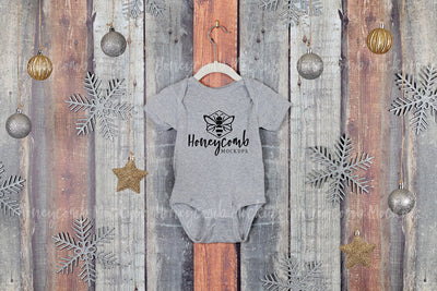 Christmas Baby Mockup, Heather Rabbit Skins 4400 Mockup, Heather Baby Bodysuit Mockup, Hanging Mockup, Baby One Piece Mockup Mock Up Photo Honeycomb Mockups 