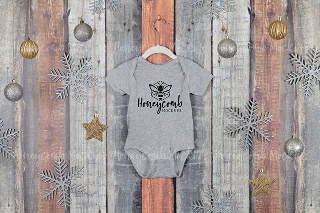 Christmas Baby Mockup, Heather Rabbit Skins 4400 Mockup, Heather Baby Bodysuit Mockup, Hanging Mockup, Baby One Piece Mockup Mock Up Photo Honeycomb Mockups 