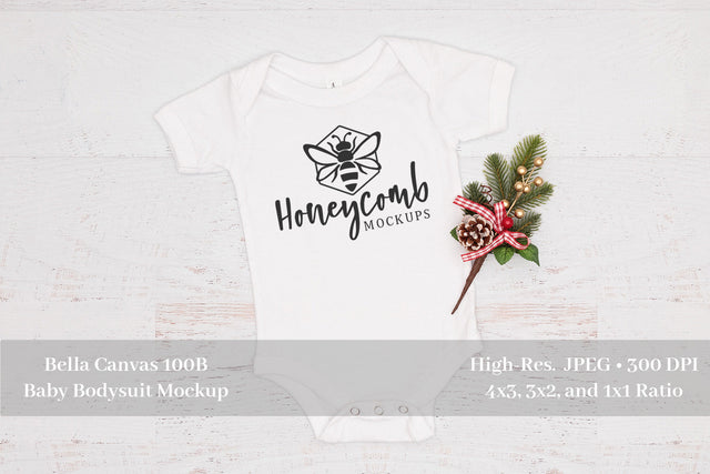 Christmas Baby Mockup, White Bella Canvas 100b, Baby Bodysuit Mockup, Baby Mockup Mock Up Photo Honeycomb Mockups 