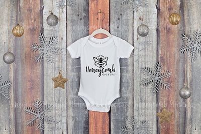 Christmas Baby Mockup, White Bella Canvas 100B Mockup, Baby Bodysuit Mockup, Christmas Baby One Piece Mockup Mock Up Photo Honeycomb Mockups 