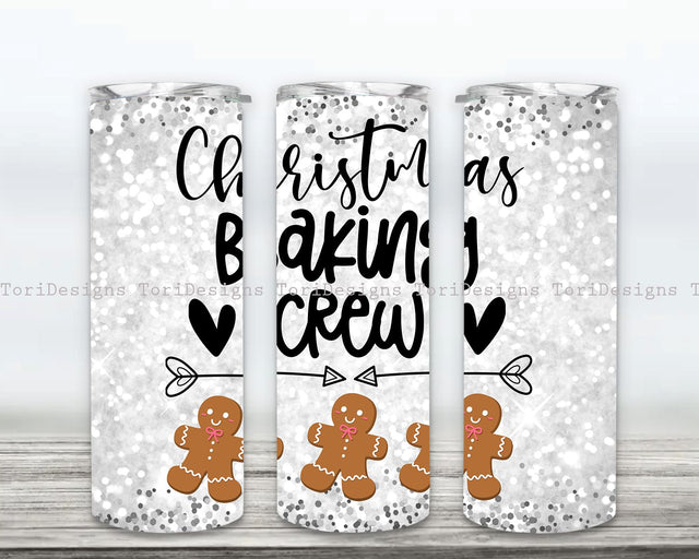 Christmas Baking Crew 20 oz Skinny Tumbler Christmas Holiday Baking Crew Gingerbread Scene for Sublimation Tumbler Digital Design PNG Sublimation ToriDesigns 