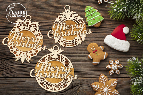 Christmas Ball Bundle Multilayer Laser Cut Files, Mandala, Round Sign SVG, 3D Designs, Mini Design Bundles SVG LaserCutano 