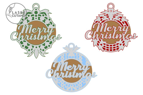 Christmas Ball Bundle Multilayer Laser Cut Files, Mandala, Round Sign SVG, 3D Designs, Mini Design Bundles SVG LaserCutano 