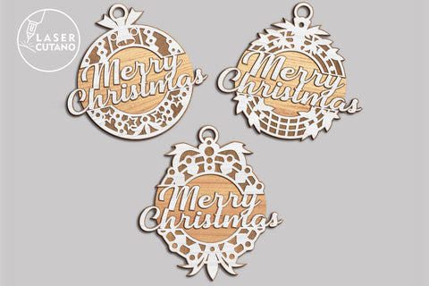 Christmas Ball Bundle Multilayer Laser Cut Files, Mandala, Round Sign SVG, 3D Designs, Mini Design Bundles SVG LaserCutano 