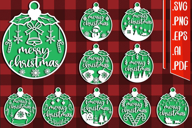 Christmas Ball Papercut Bundle svg eps ai png pdf SVG zafrans studio 