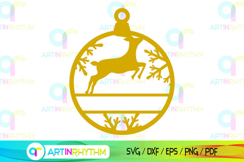 Christmas ball split monogram SVG Artinrhythm shop 