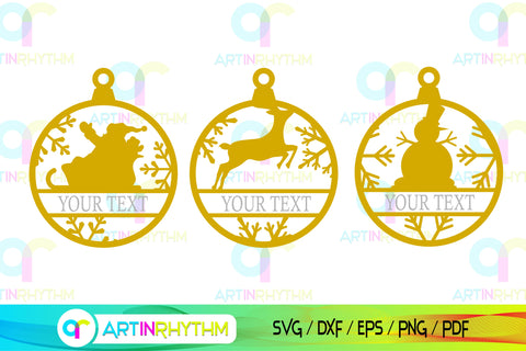 Christmas ball split monogram SVG Artinrhythm shop 