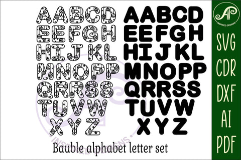 Christmas bauble letters alphabet set. 32 layered letter SVG APInspireddesigns 