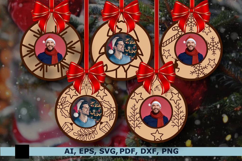 Christmas Bauble photo frame SVG bundle - So Fontsy
