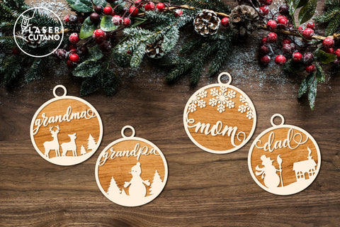 CHRISTMAS Baubles Bundle Multilayer Laser Cut Files, Mandala, Round Sign SVG, 3D Designs, Mini Design Bundles SVG LaserCutano 