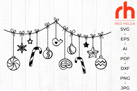 Christmas Baubles SVG - Balls on a String Cut File SVG RedHelgaArt 