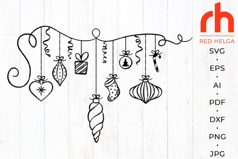 Christmas Baubles SVG - Balls on a String Cut File SVG RedHelgaArt 