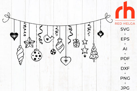 Christmas Baubles SVG - Balls on a String Cut File SVG RedHelgaArt 