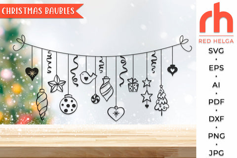 Christmas Baubles SVG - Balls on a String Cut File SVG RedHelgaArt 