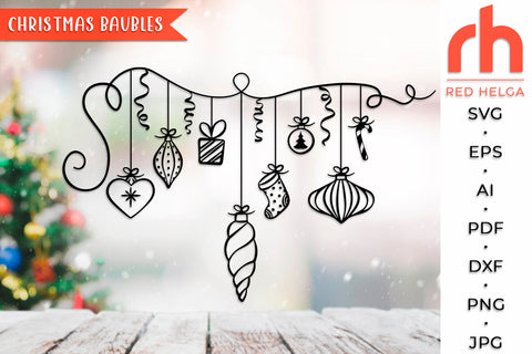 Christmas Baubles SVG - Balls on a String Cut File SVG RedHelgaArt 