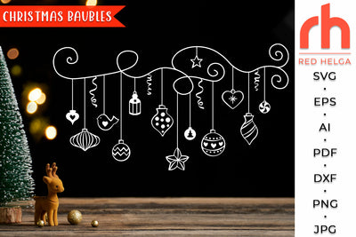 Christmas Baubles SVG - Hanging Balls Cut File SVG RedHelgaArt 